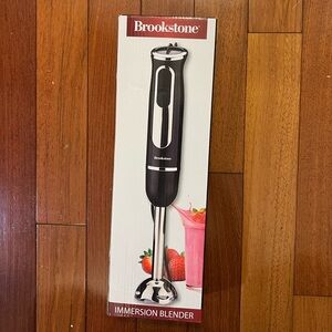 NIB Brookstone 500W Immersion Blender Stainless Steel Blades